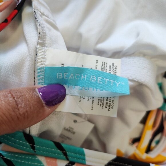 Beach Betty by Miracle Brands One Piece Swimsuit Women Size L Colorful Floral - Picture 6 of 12